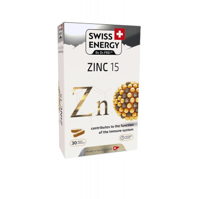 Цинк, ZINC blister, Swiss Energy, 15 мг, 30 веганських капсул