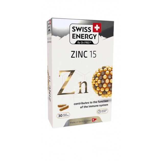 Цинк, ZINC blister, Swiss Energy, 15 мг, 30 веганських капсул