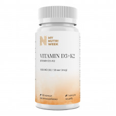Вітамін D3+K2, Vitamin D3+K2, My Nutri Week, 1000 МО/50 мкг, 120 капсул