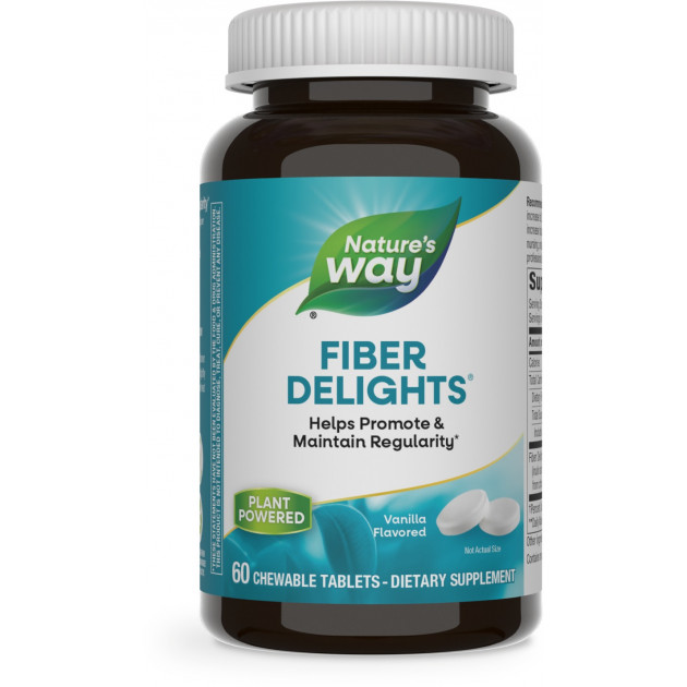 Клітковина, Fiber Delights, Nature's Way, зі смаком ванілі, 60 жувальних таблеток