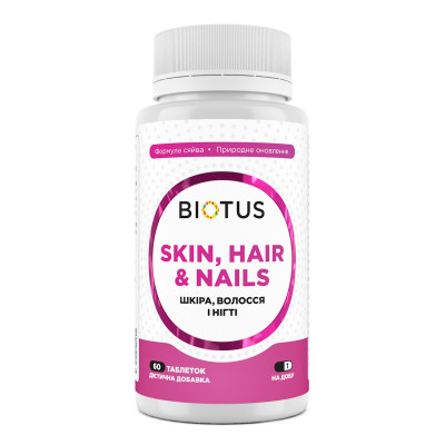 Кожа, волосы и ногти, Skin, Hair & Nails, Biotus, 60 таблеток
