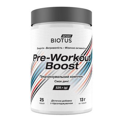 Передтренувальний комплекс, Pre-workout Boost, Biotus, смак дині, 350 г