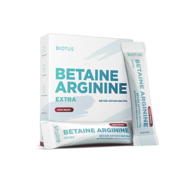 Бетаїн Аргінін Екстра, Betaine Arginine Extra, Biotus, смак вишні, 10 саше (по 10 мл кожен)