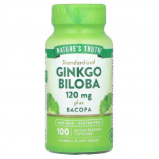 Гінкго білоба плюс бакопа, Ginkgo Biloba Plus Bacopa, Nature's Truth, 120 мг, 100 капсул швидкого вивільнення