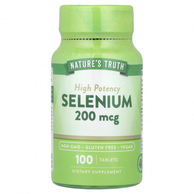 Селен, Selenium, Nature's Truth, висока ефективність, 200 мкг, 100 таблеток