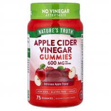 Яблучний оцет, Apple Cider Vinegar, Nature's Truth, смак яблука, 600 мг, 75 веганських жувальних цукерок (200 мг в одній жувальній цукерці)