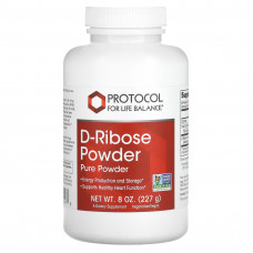 D-рибоза, D-Ribose Powder, Protocol for Life Balance, порошок, 227 г