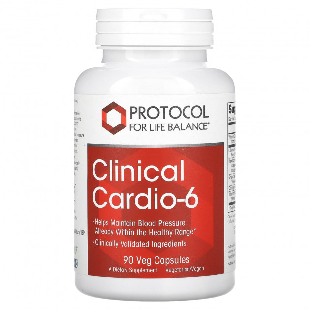 Підтримка здоров'я серцево-судинної системи, Clinical Cardio-6, Protocol for Life Balance, 90 рослинних капсул
