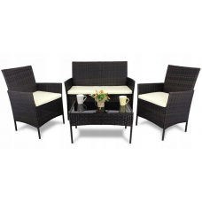 Комплект меблів з ротангу (Диван + 2 крісла + стіл) для саду кафе тераси, Коричневий
