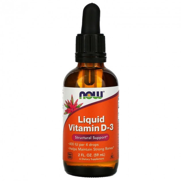 Вітамін D3, Liquid Vitamin D-3, NOW Foods, рідкий, 10 мкг (400 МО), 59 мл
