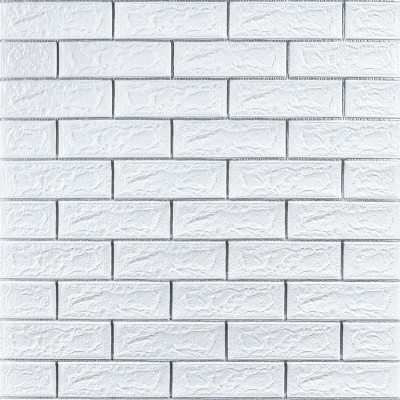 Самоклеющаяся 3D панель 700х770х5мм Белый кирпич полоска серебро (100-5) SW-00000753