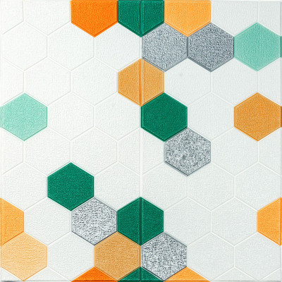 Панель стеновая 3D 700х700х4мм Мозаика зелёно-жёлтая SW-00002015