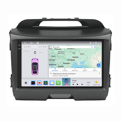 Штатная магнитола Lesko для Kia Sportage III Рестайлинг 2014-2016 экран 9" 4/64 QLED CarPlay 4G Wi-Fi GPS 360 Prime