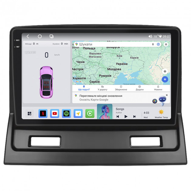 Штатная магнитола Lesko для Mitsubishi Galant IX 2003-2006 экран 9" 4/64 QLED CarPlay 4G Wi-Fi GPS 360 Prime