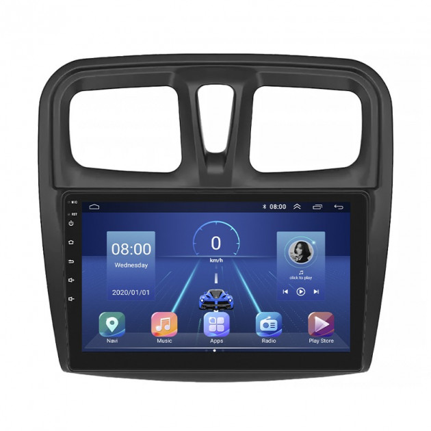 Штатная магнитола Lesko для Renault Sandero II Рестайлинг 2018-н.в экран 10" 6/128Gb 4G Wi-Fi GPS Top
