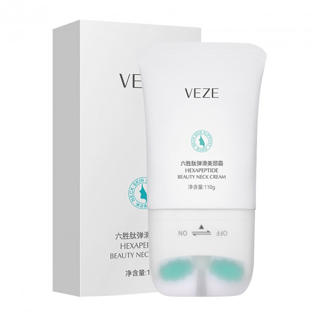 Крем для шеи VEZE Hexapeptide Beauty Neck Cream 110 г укрепляющий с массажной роликовой насадкой