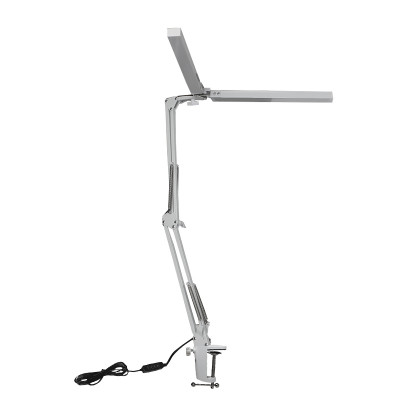 Настольная LED лампа M-018D двойная светодиодная складная зажимная с поворотным кронштейном White