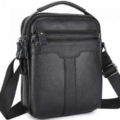 Мужская кожаная сумка-мессенджер 21х25х6, барсетка через плечо Tiding Bag A25-3278A Черная