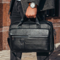 Шкіряний чоловічий портфель для документів та ноутбука 39x28x8, сумка папка ділова MK39848 чорна
