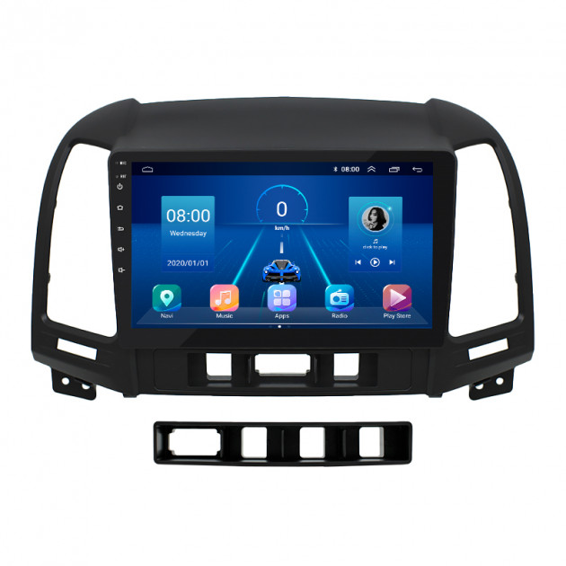 Штатная магнитола Lesko для Hyundai Santa Fe II 2005-2010 экран 9" 4/32Gb 4G Wi-Fi GPS Top