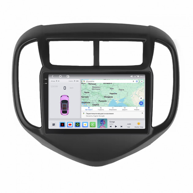 Штатная магнитола Lesko для Chevrolet Aveo III 2016-н.в. экран 9" 4/64 QLED CarPlay 4G Wi-Fi GPS 360 Prime