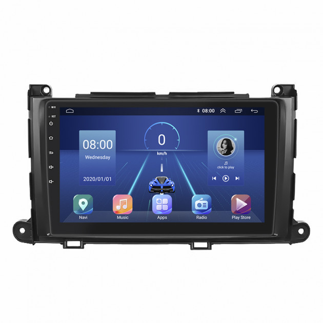 Штатная магнитола Lesko для Toyota Sienna III 2010-2014 экран 9" 4/32Gb 4G Wi-Fi GPS Top