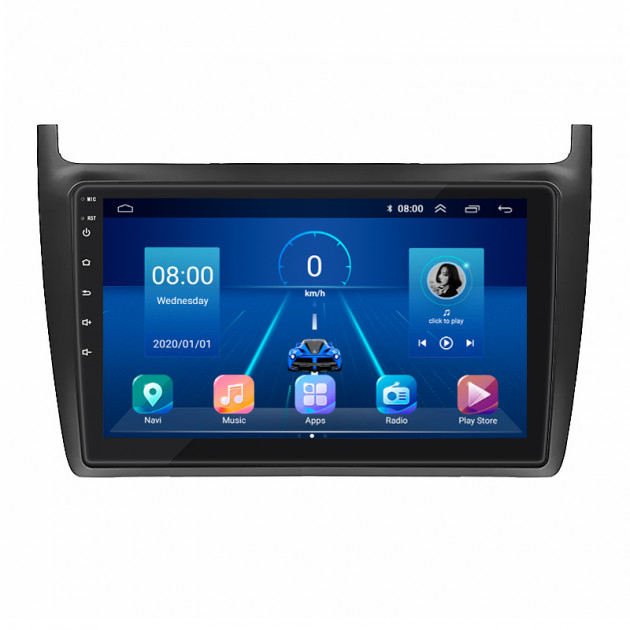 Штатная магнитола Lesko для Volkswagen Polo V 2009-2015 экран 9" 4/32Gb 4G Wi-Fi GPS Top