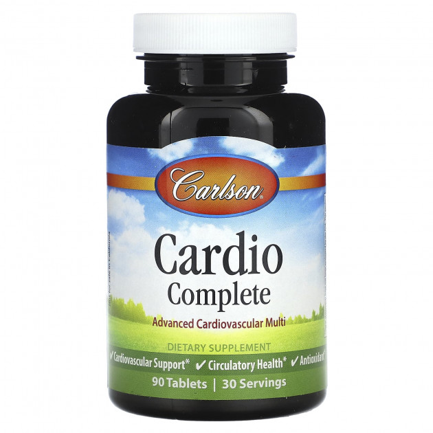 Кардіо комплекс, Cardio Complete, Carlson, покращений кардіоваскулярний мультивітамінний комплекс, 90 таблеток