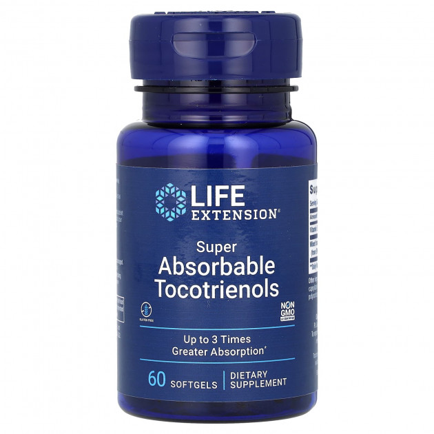 Вітамін Е, токофероли, Super Absorbable Tocotrienolss, Life Extension, 60 гелевих капсул