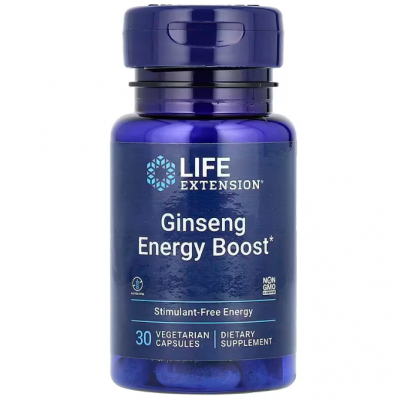 Заряд енергії, Ginseng Energy Boost, Life Extension, 30 вегетаріанських капсул
