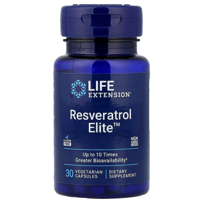 Ресвератрол, Resveratrol Elite, Life Extension, 30 вегетаріанських капсул