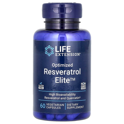 Ресвератрол, Optimized Resveratrol Elite, Life Extension, 60 вегетаріанських капсул