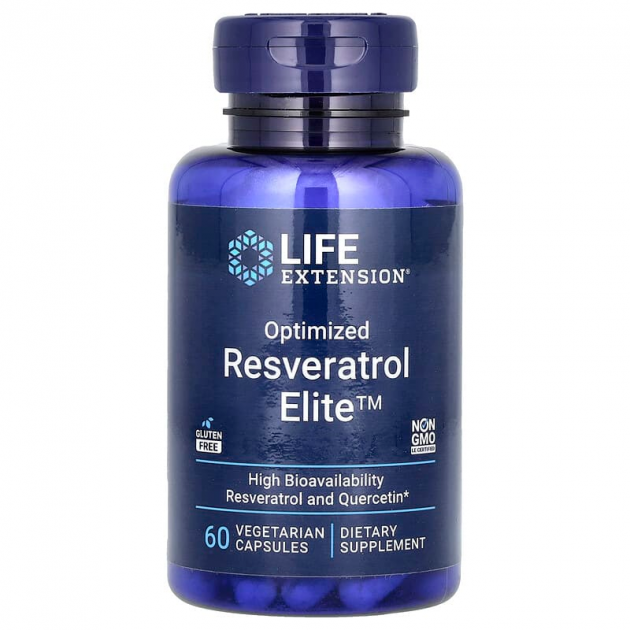 Ресвератрол, Optimized Resveratrol Elite, Life Extension, 60 вегетаріанських капсул