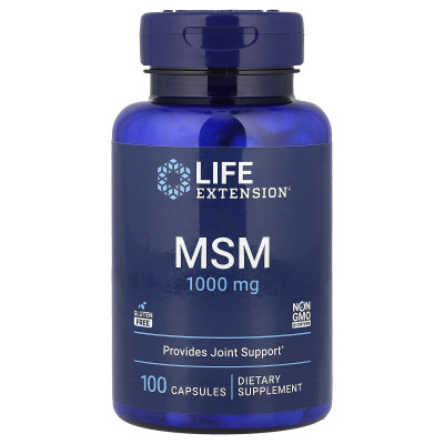 Метилсульфонілметан, MSM, Life Extension, 1000 мг, 100 капсул