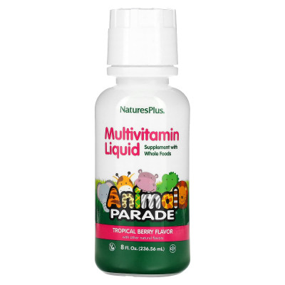 Вітаміни для дітей, Children's Multi-Vitamin, Nature's Plus, Animal Parade, ягідний смак, 236.56 мл.