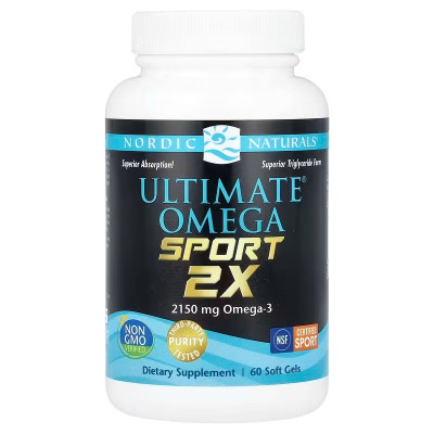 Омега спорт 2X, Ultimate Omega Sport 2x, Nordic Naturals, 60 м'яких капсул (1075 мг на капсулу)