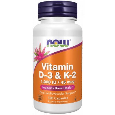 Вітамін D3 та К2, Vitamin D-3 & K-2, Now Foods, 120 капсул