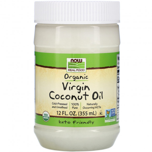 Кокосова олія, Coconut Oil, Now Foods, Real Food, першого віджиму, органічна, 355 мл