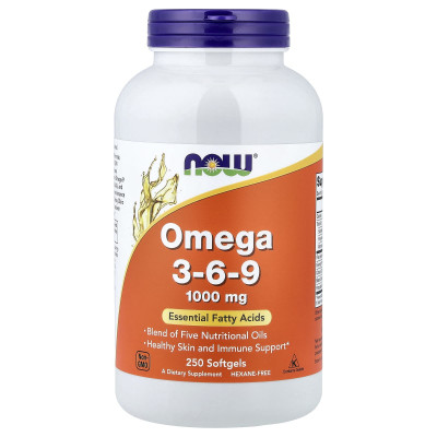 Омега 3 6 9, Omega 3-6-9, Now Foods, 250 гелевих капсул