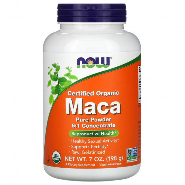 Мака (Maca), Now Foods, вегетаріанський, сертифікований порошок, 198 г