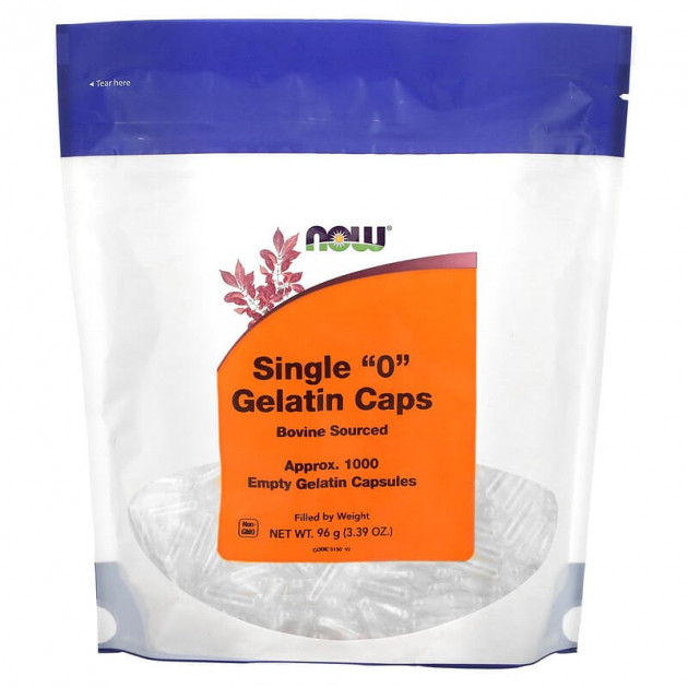 Порожні капсули "0", Single "0" Gelatin Caps, Now Foods, 1000 порожніх желатинових капсул (96 г)