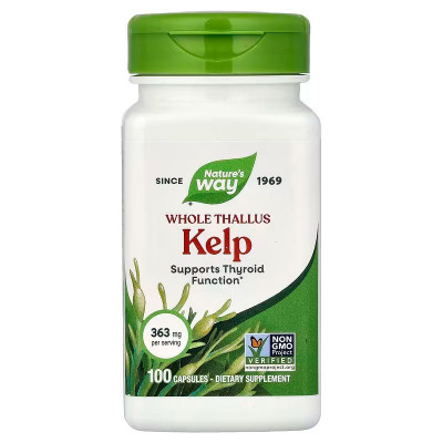 Ламінарія, Kelp, Whole Thallus, Nature's Way, 363 мг, 100 веганських капсул