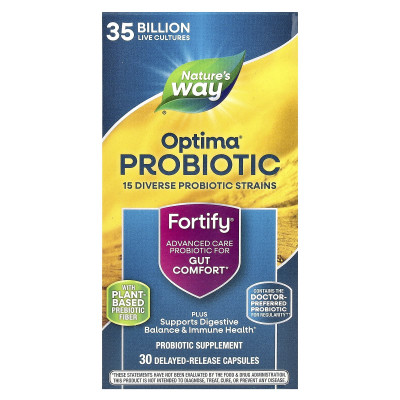Пробіотики та пребіотики, Fortify Optima, Daily Probiotic + Prebiotics, Natures Way, щоденний догляд, 35 млрд КУО, 30 капсул з відстроченим вивільненням