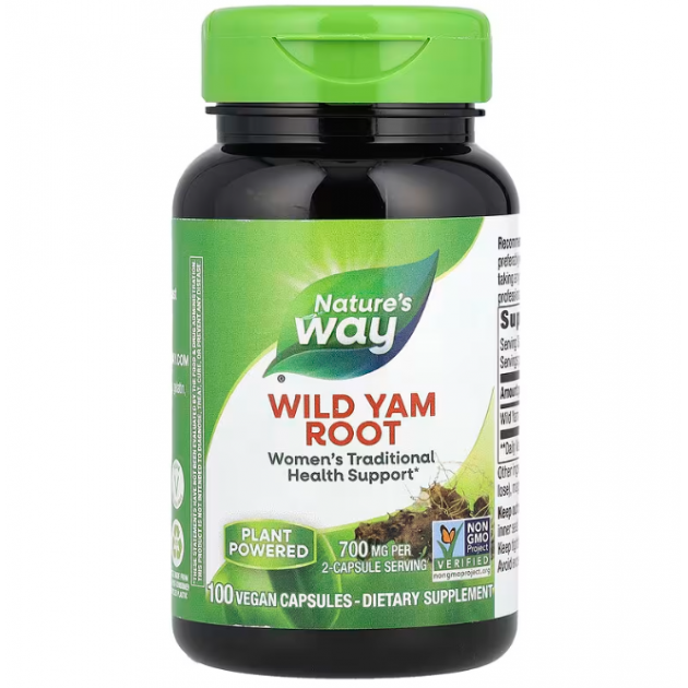 Дикий ямс, Wild Yam, Nature's Way, корінь, 700 мг, 100 веганських капсул (350 мг в капсулі)