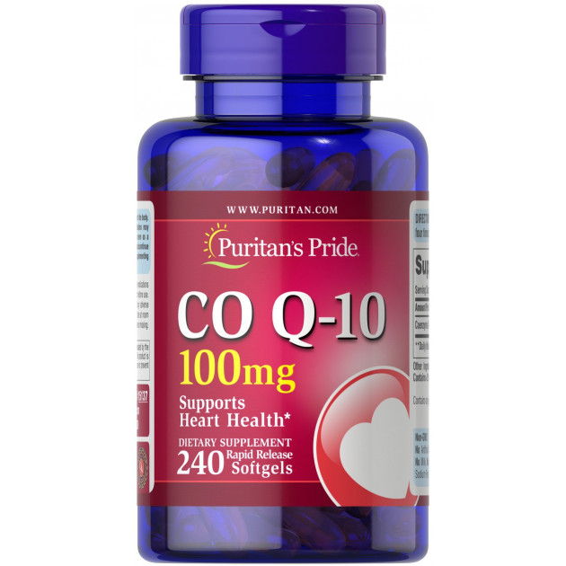 Коензим Q10, CO Q-10, Puritan's Pride, 100 мг, 240 гелевих капсул швидкого вивільнення