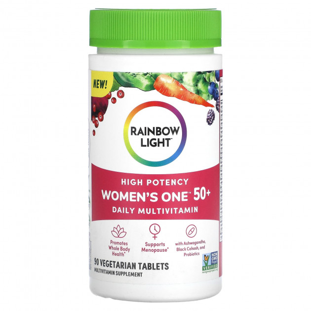 Мультивітаміни для жінок 50+, Women's One 50+, Rainbow Light, щоденні, 90 вегетаріанських таблеток