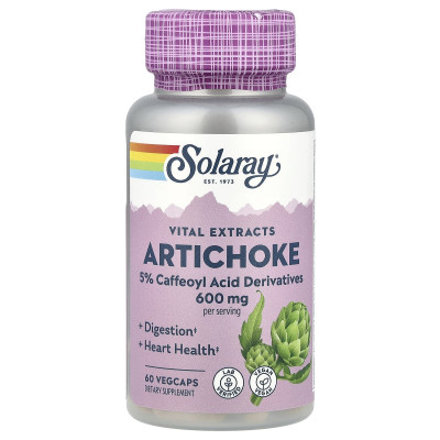 Артишок, екстракт листя, Artichoke Leaf Extract, Solaray, 300 мг, 60 капсул