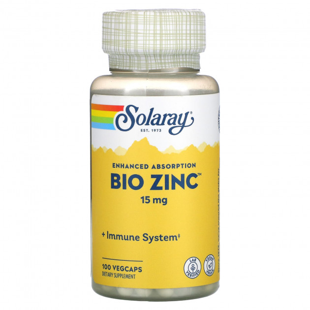 Біо цинк, Bio Zinc, Solaray, 100 капсул