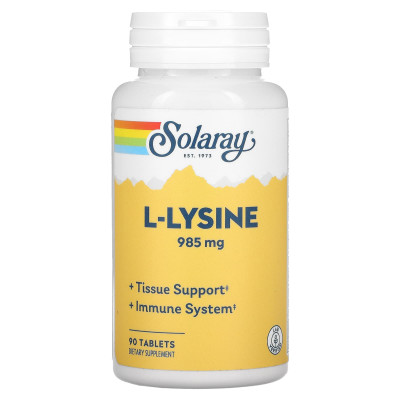 Лізин, L-Lysine, Solaray, 333 мг, 90 таблеток