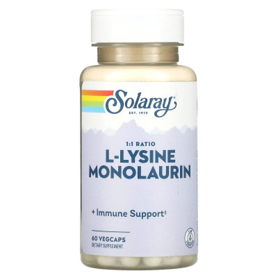 L-лізин монолаурін, L-Lysine Monolaurin, Solaray, 60 вегетаріанських капсул